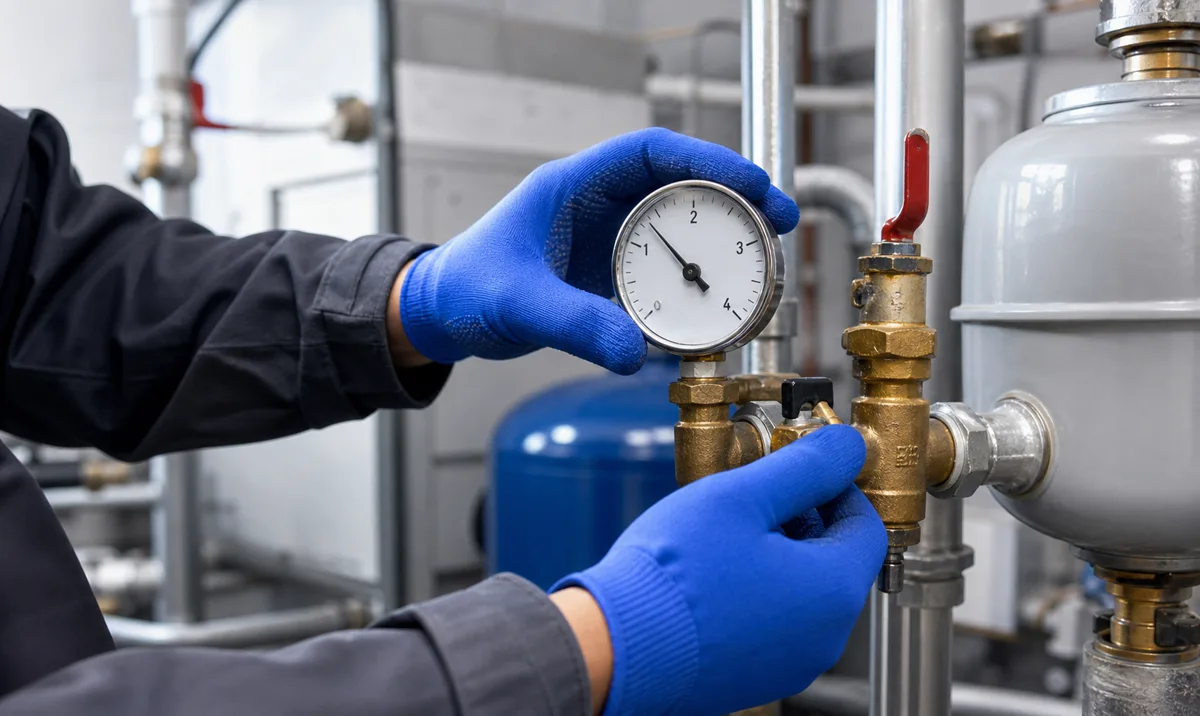 Inspection of a mechanical pressure gauge and valve assembly